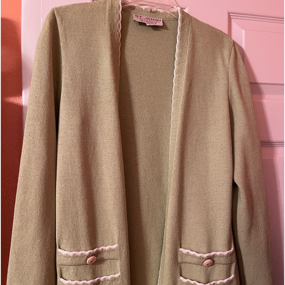 Vintage ST JOHN Collection‎ by Marie Grey Lime Green Cardigan - Picture 6 of 9